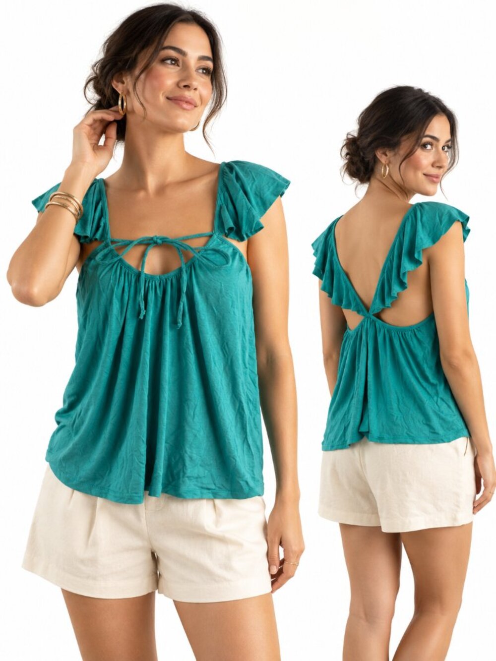Rachel Pally Eliana Top Laguna Teal Boho Resort Vacation Size S